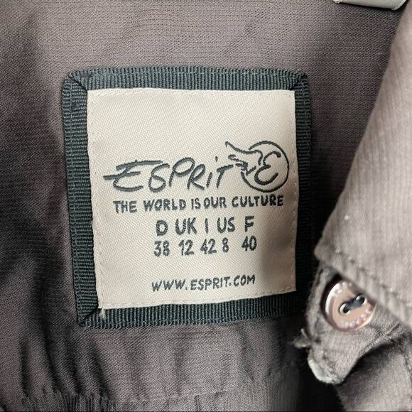 Esprit | Gray Button Down Shirt Ruffles Vintage Medium - Picture 6 of 6